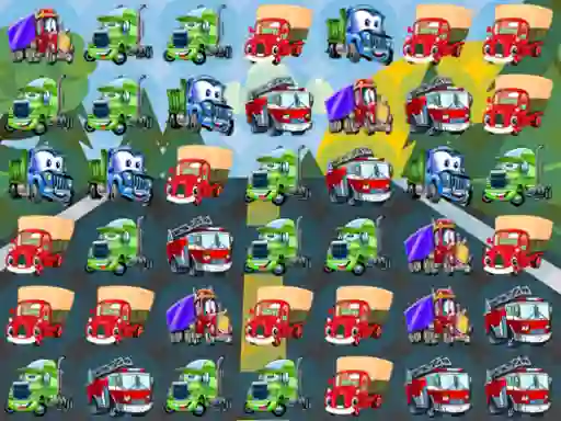 Leikur Cartoon Trucks Match 3 á netinu
