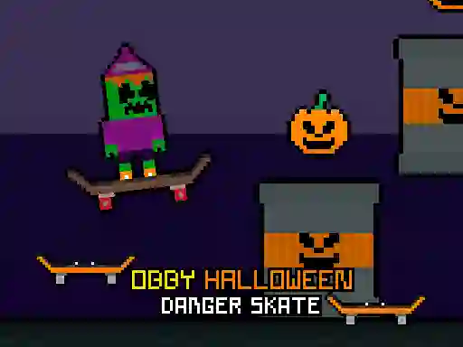 Leikur Obby Halloween Danger Skate á netinu