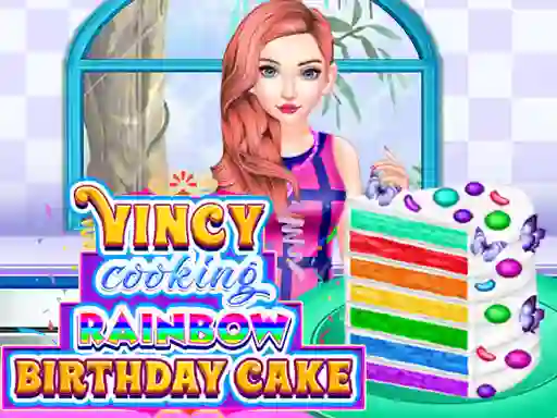 Leikur Vincy Cooking Rainbow Birthday Cake á netinu