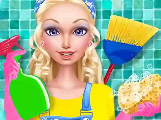 Leikur Fashion Doll House Cleaning á netinu