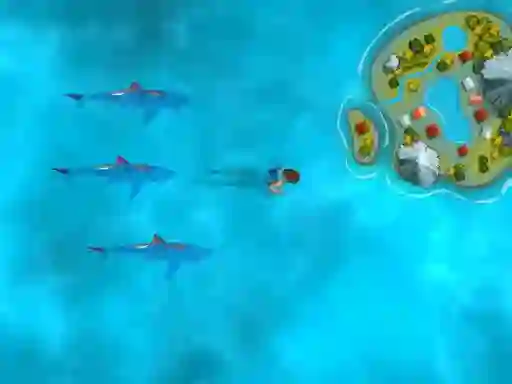 Leikur Survive the Sharks á netinu