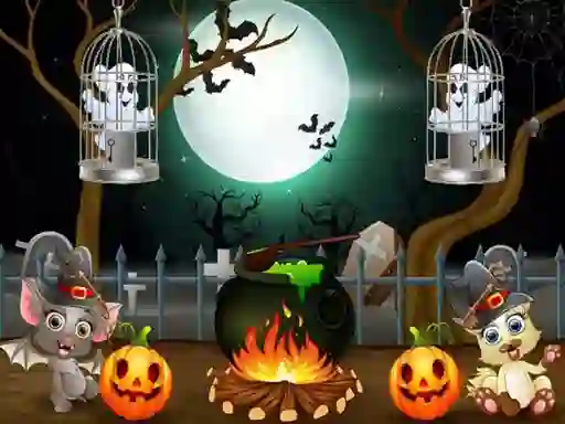 Leikur Halloween Twin Ghosts Rescue á netinu