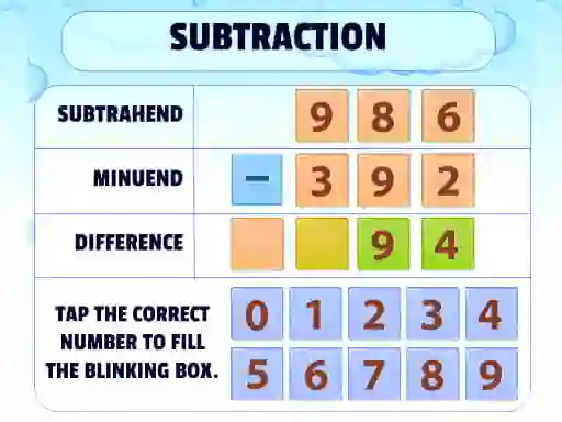 Leikur Subtraction Practice á netinu