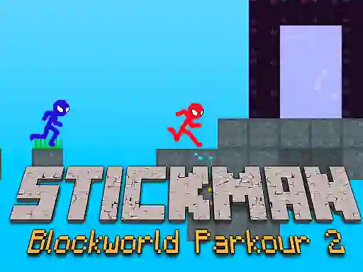Leikur Stickman Blockworld Parkour 2 á netinu