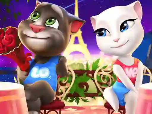 Leikur Talking Tom and Angela Coloring á netinu