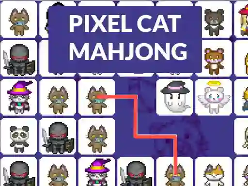 Leikur Pixel cat mahjong á netinu