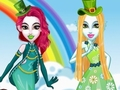 Leikur Green vs Rainbow Fashion Battle á netinu