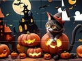 Leikur Jigsaw þraut: Halloween köttur á netinu
