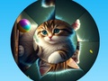 Leikur Round Jigsaw Puzzle Safnaðu myndum með sætum kettlingum  á netinu