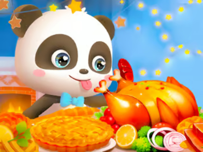 Leikur Jigsaw Puzzle: Little Panda Thanksgiving hátíð  á netinu