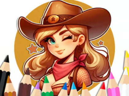 Leikur Litarbók: Cowgirl  á netinu