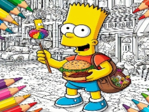 Leikur Aftur í skólann Simpsons litarbók  á netinu