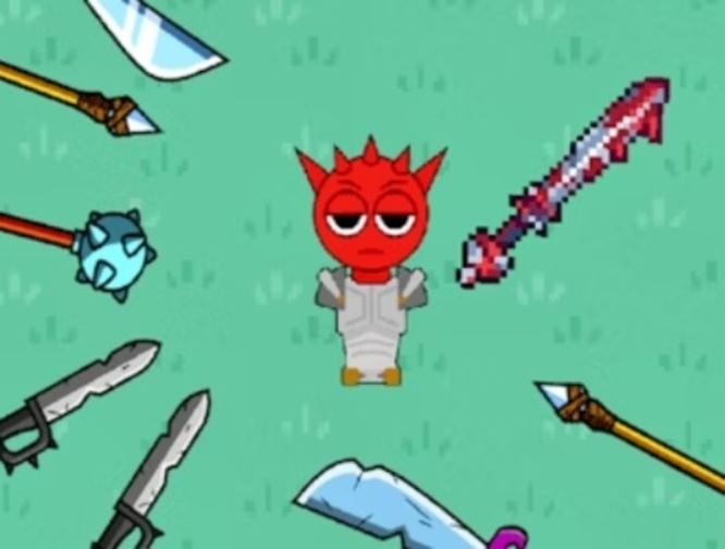 Leikur Red Sprunki með sverði  á netinu
