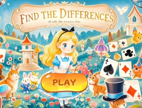 Leikur Finndu muninn: Alice in Wonderland  á netinu