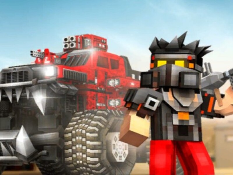 Leikur Blocky bílar: bíll bardaga á netinu