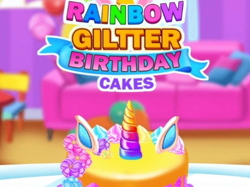 Leikur Rainbow glitter afmæliskökur á netinu